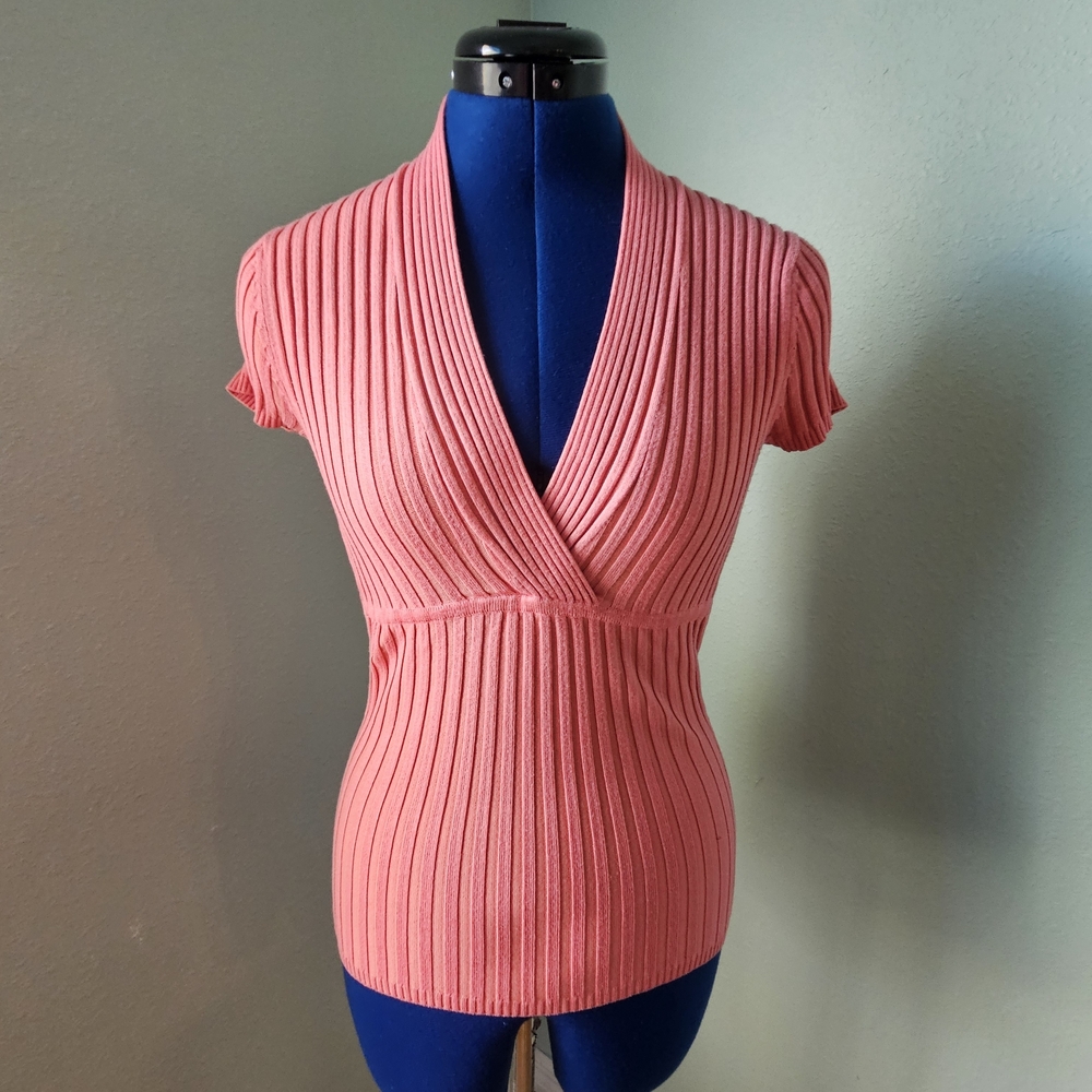 It's Our Time Coral Ribbed Knit Top